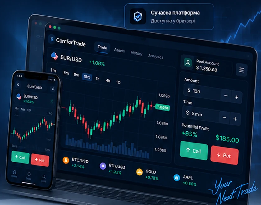 Ілюстрація торгового інтерфейсу ComforTrade
